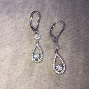 Crystal drop rhodium plated earrings